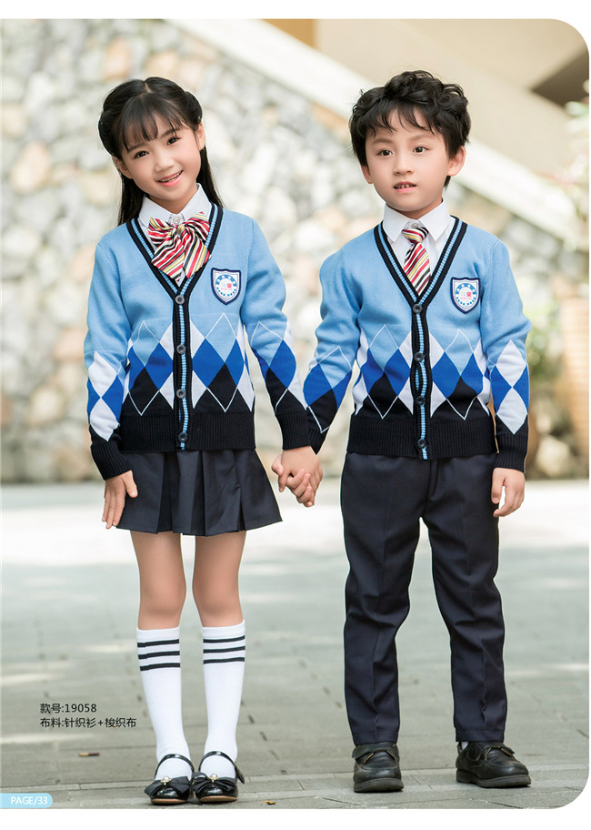 毛衣礼服3件套，中小学幼儿园蓝色经典款