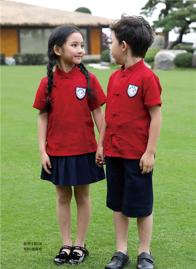 夏季国学风幼儿园园服红色款