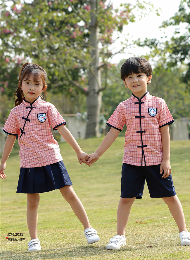 幼儿园园服国学格子风